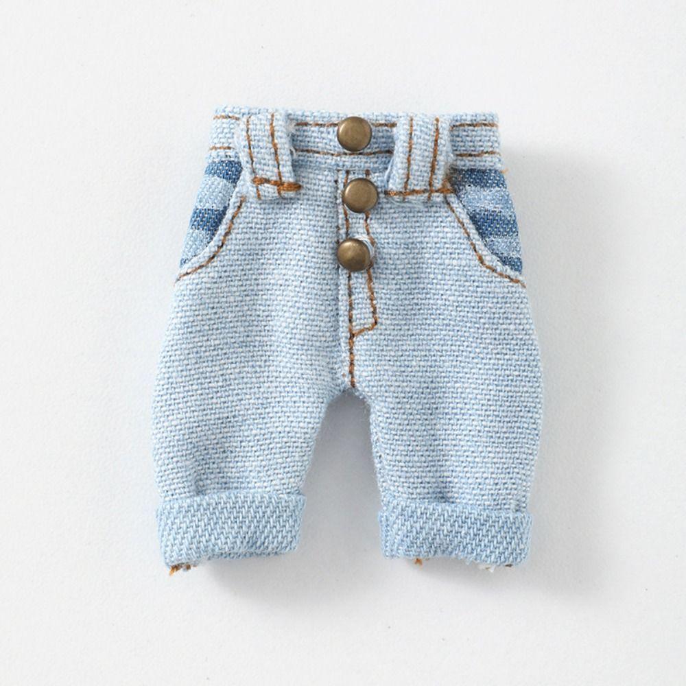 Fashion Denim Long Pants Doll Leggings For 1/11 OB11 Dolls for 1/12 Mini BJD Doll Casual Wears Pants Clothes Doll Accessories