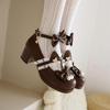 Plus Size Shoes Lace Women Bow Buckle Cute Lolita Girls Shoes Cartoon Bear Pearl Mary Jane Shoes