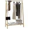 Bamboo Clothes Rack Wooden Coat Hanger With Shoe Shelf Dim 110L X 42W X 152H Cm
