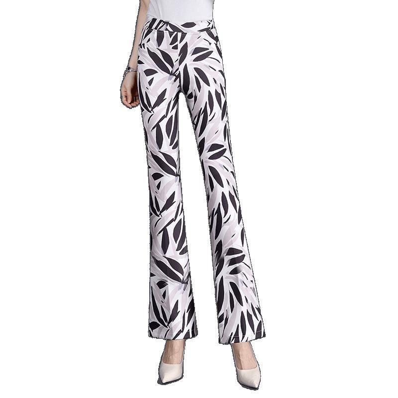 Cuihua Women's Summer Micro-Flare Body-Shaping Pants, 2025 Fashion Trends, Elastic Waist, Slimming and Versatile Design