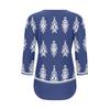 Women's Fashionable Casual Pleated Round Neck Casual Floral Print Seven Quarter Sleeved T-shirt Top