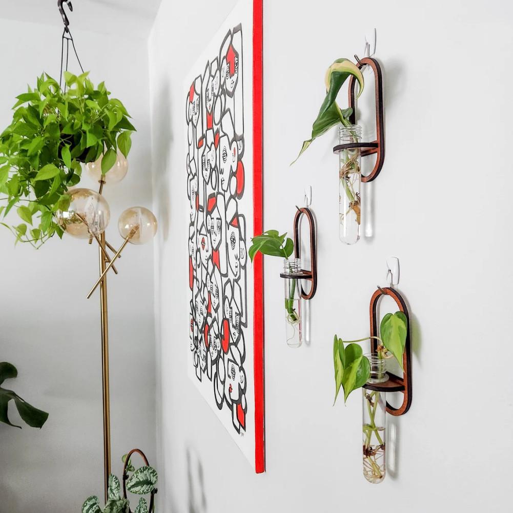 Wall Hanging Plant Vase With Bamboo Material And Rustic Style For Living Room