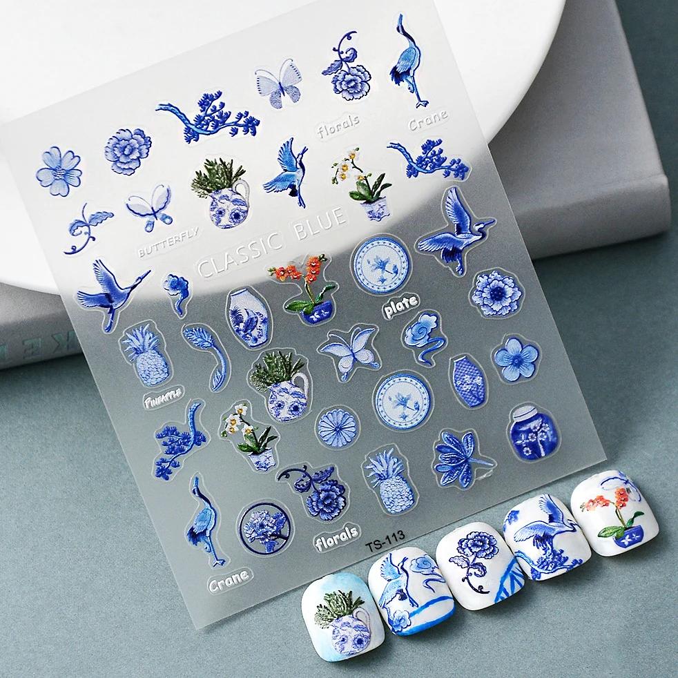 1 Piece 5D Chic Dragonfly Insect Butterfly Nail Sticker Retro Totem Nail Art Decoration Sticker Shape Nail Art Decal