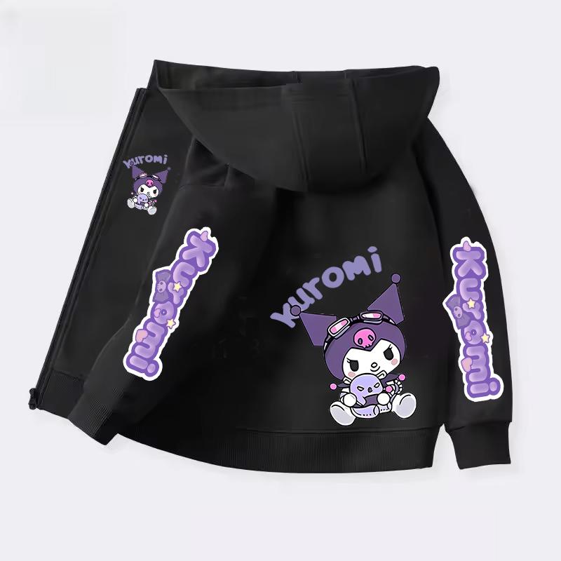 Mikina s kapucí na zip Kawaii Dětská Streetwear Kuromi Dětská Mikina na zip Dětská Mikina Manga Oblečení Dítě Dívka Chlapec Top Mikina