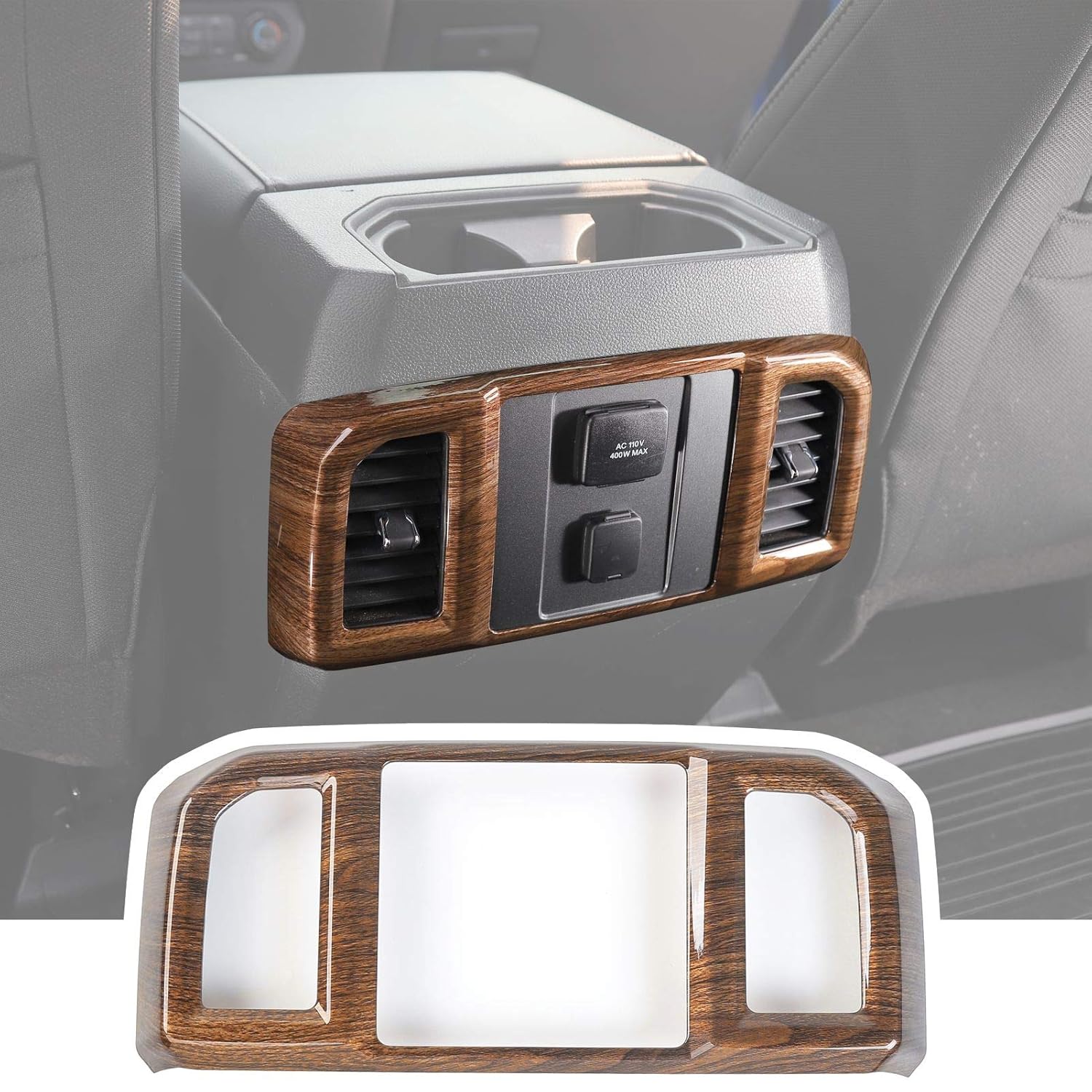 

Voodonala Wood Grain Rear Air Condition Outlet Vent Covers Trim for Ford F150 2016 2017 2018 2019 2020