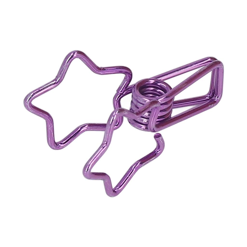 100pcs Star Binder Clips Cute Cartoon Hollow Strong Clamping Force Sturdy Metal Paper Clamps for Office Account Tickets