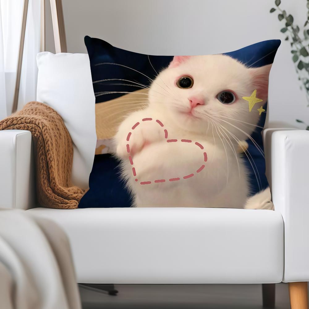 Funny Cat Cartoon Cute Pillow Case Applicable Space For Guest Rooms Interiors Cars Office House Decoration