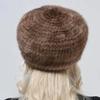Woman Winter Berets Hat Knitted Natural Mink Fur Warm Genuine Fur Hats Female Headwear