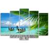 Five Piece Picture Canvas Print Tropical Beach