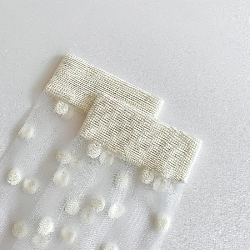 Krystall Silke Sokker Dame Strømper Sommer Ultratynne Gjennomsiktige Knesokker Prikkete Svart Hvit Lange Sokker Strømper