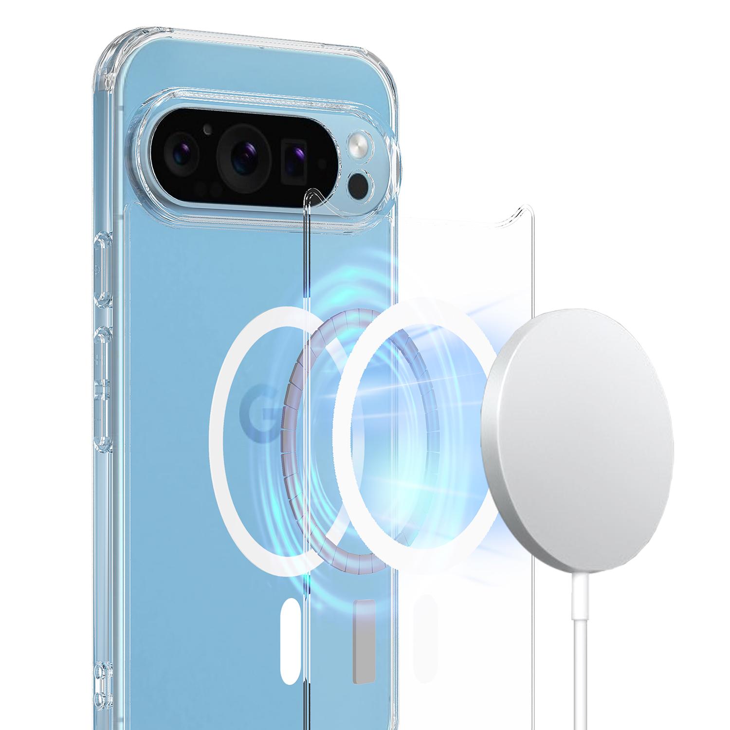 

For Google Pixel 9 Pro XL Clear Case Compatible with MagSafe TPU+Acrylic Phone Cover A