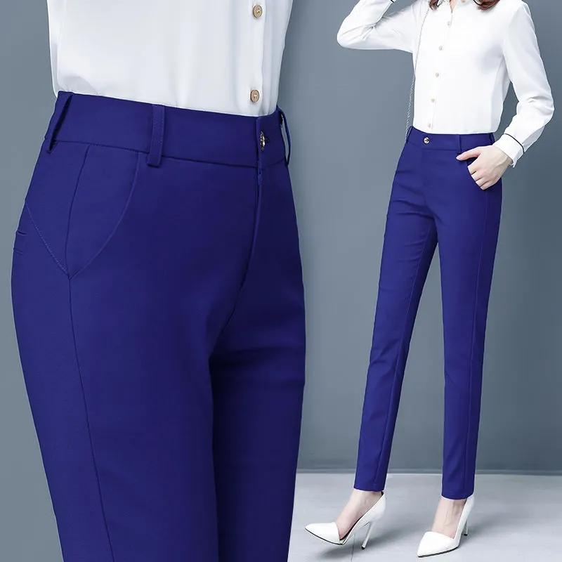 Women Ankle-length Trousers Casual Spring Office Formal Pantalon Slim Skinny High Waist Elastic Pencil Pants Plus Size