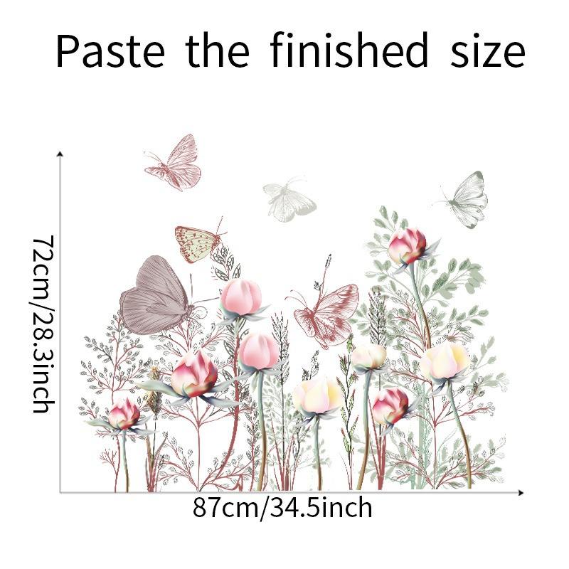 Butterfly Flower Wall Sticker Living Room Wallpaper Flowers Bedroom Wall Decor Art Poster Vinyl Decoration Butterfly Wallpaper