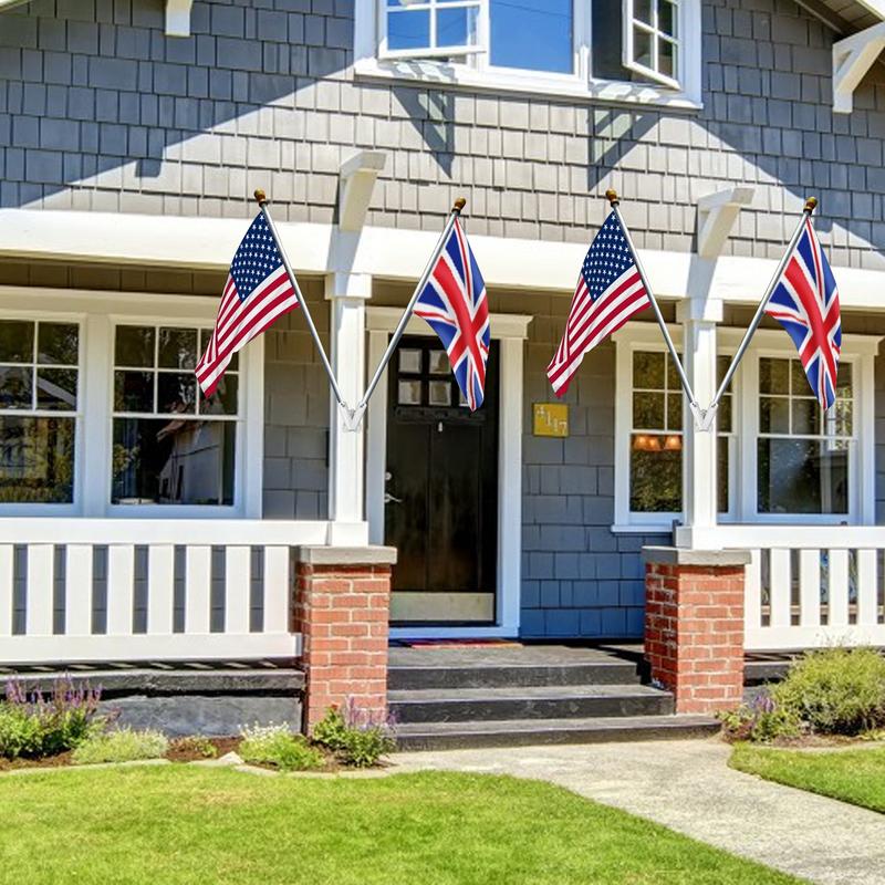 Metalowy Uchwyt na Flagę Uchwyt na Maszt Flagowy z Podwójnym Otworem Wodoodporny Wytrzymały Metal Bez Rdzy Mocowanie do Flagi Uchwyt na Maszt
