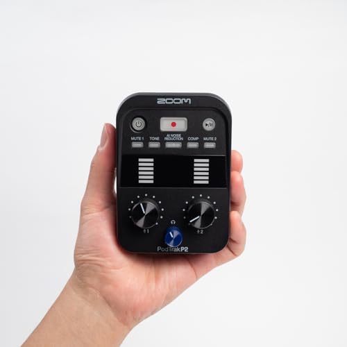 ZOOM P2 Podcast Recorder [Palm-Sized with AI Noise Reduction] Ultra-Compact and Lightweight (226g), USB Microphone Connection Only, Smartphone Compati