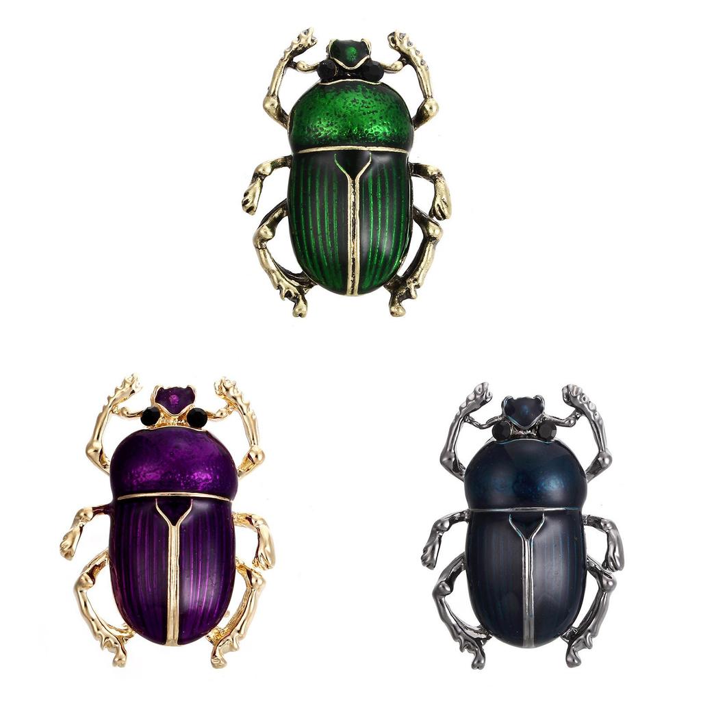 Beetle Brooch Pin With Rhinestones For Women Vintage Jewelry Accessory