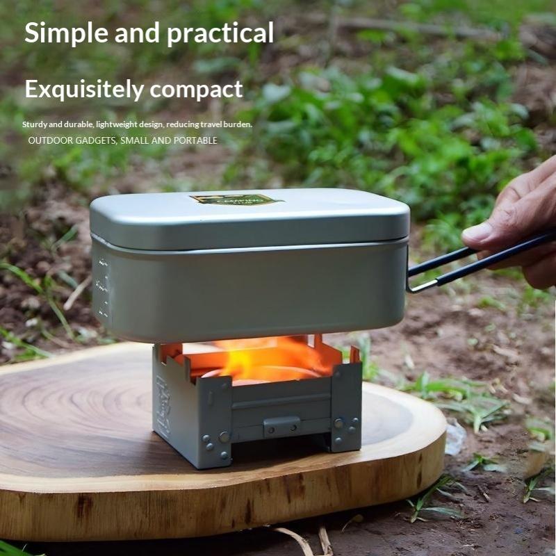 Portable Alcohol Solid Fuel Stove Foldable Metal Camping Stove For Outdoor Hiking Picnic Backpacking Cooking Supplies