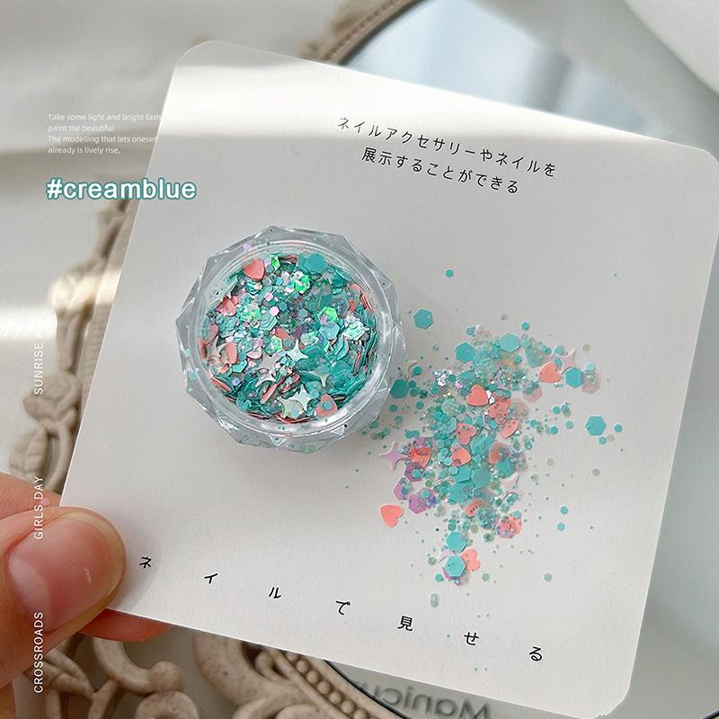 

1 коробка дофамин, конфеты, звезды, блестки для ногтей, фантазийные макароны, цветные украшения для дизайна ногтей, аксессуары для маникюра «сделай сам», подарок для домашнего салона синий