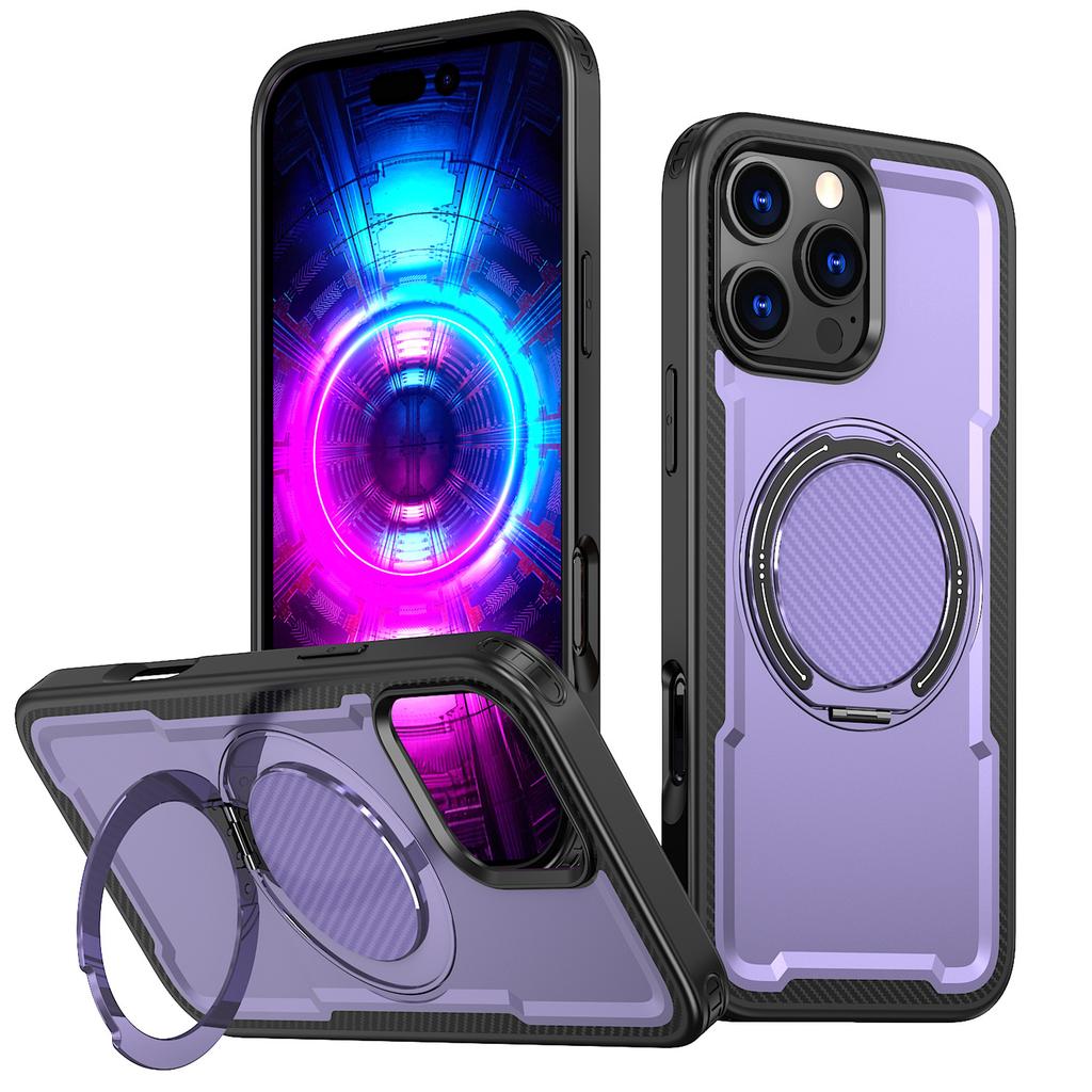 For IPhone17pro Mobile Phone Case Magnetic Rotating Gear Damping Carbon Fiber Pattern for Apple 16e Anti-fall Armor