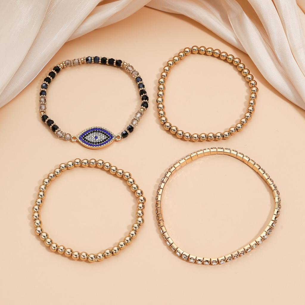 Retro Amerikanisches Hip-Hop-Armband Persönlichkeit Teufelsauge Nische Eingelegtes Zirkon Design Armband Set Kombination