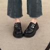 [Ushilai] Black British Style Loafers for Women's Spring 2025 New Retro Casual Versatile Small Leather Shoes