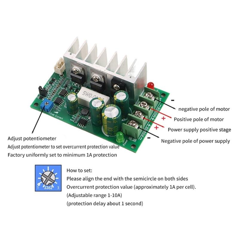 High Efficiency 10A Direct Current Motor Speed Regulator Controller 10V-60V PWM Control For Fan And Pumps Automation