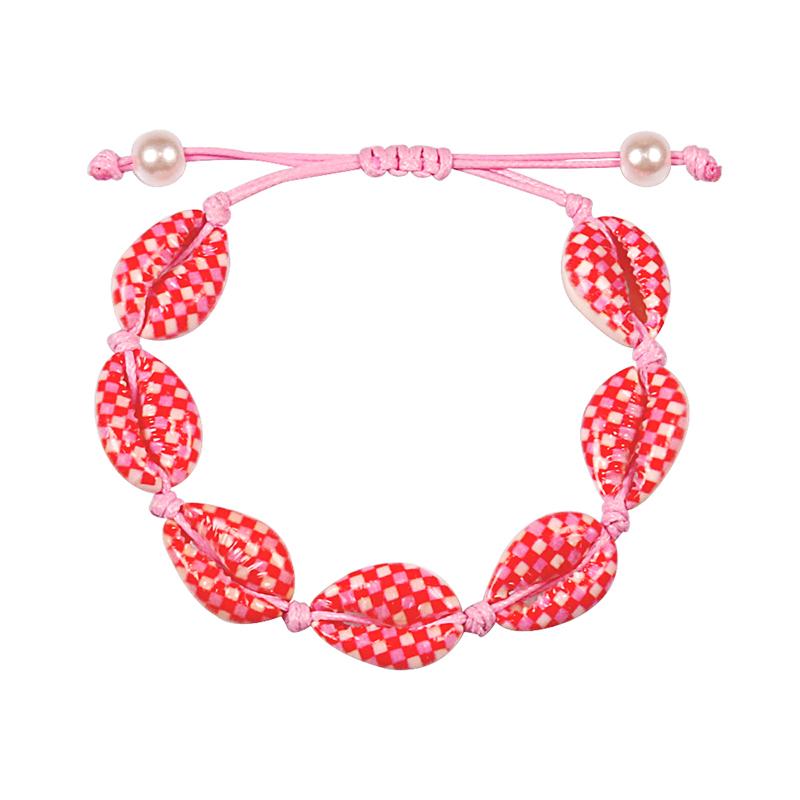 Colorful Printed Shell Bracelet for Women Bohemian Conch Braided Ankle Chain Bangle Adjustable Girls Summer Holiday Jewelry Gift