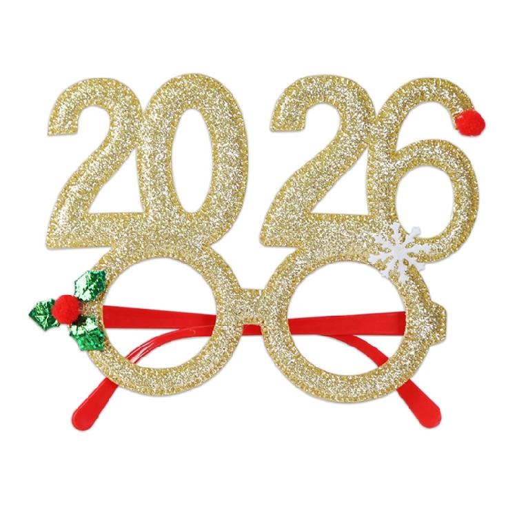 

Happy New Year Eyeglasses 2026 Glitter Eyeglasses Frames Christmas Party Glasses Graduation Eyeglasses for Party Decors золотий