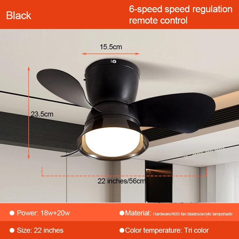 Ceiling Fans With LED Lamp Silent Fans High Wind 3 Speed Light Modern Retro Design for Bedroom Living Room Decor Home Lamp
