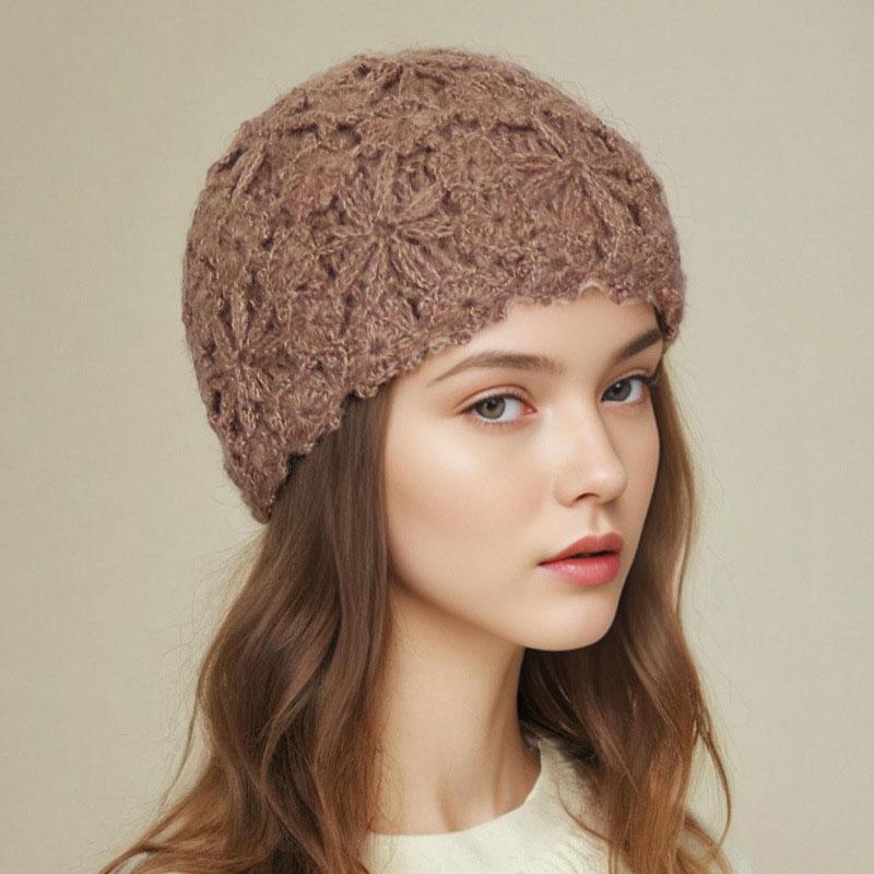 Módní Pevná čepice s čepicí pro ženy Zimní čepice Pletená podzimní čepice Skullies Květiny Dámská Teplá čepice s čepicí Baret Cestovní čepice