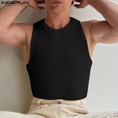Men Summer Sleeveless Rib Thin Casual Tank Tops