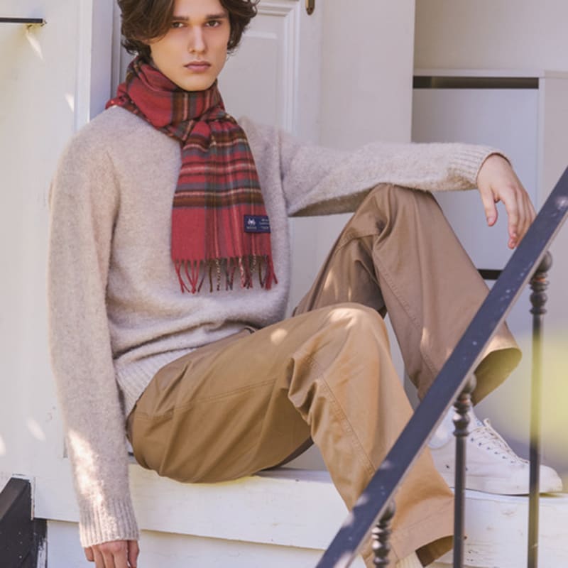 ABRAHAM MOON Merino Wool Muffler 25cm - Antique Royal Stewart