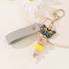 Personalized PU Leather Birthday Flower Name Keychain Pendant