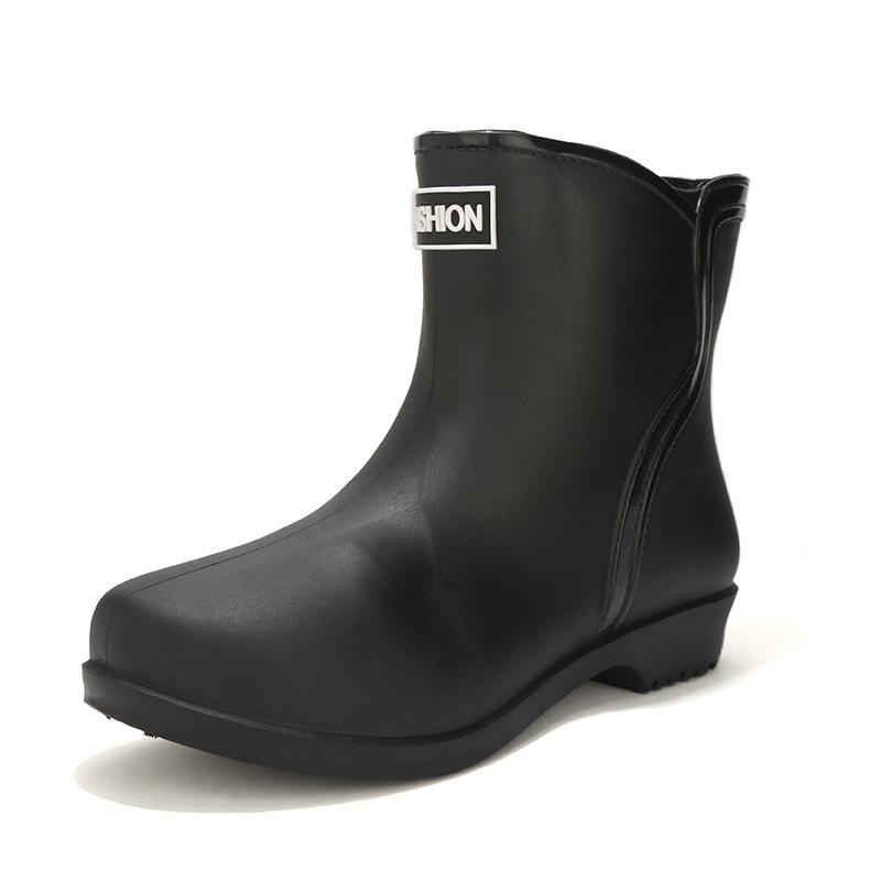 Short rain boots women's fashion waterproof shoes non-slip car wash rain shoes women wear rubber shoes women fleece