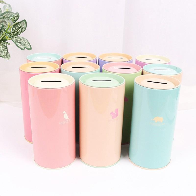 1 Unidad Hojalata Redonda Animal Hucha de Color Hucha Metal Caja de Monedas Decoración del Hogar Caja de Dinero