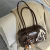New Large Capacity Brown Bowling Handbag Women's Shoulder Bag Retro Korean INS Style Autumn Winter Fashion Trend Bag
