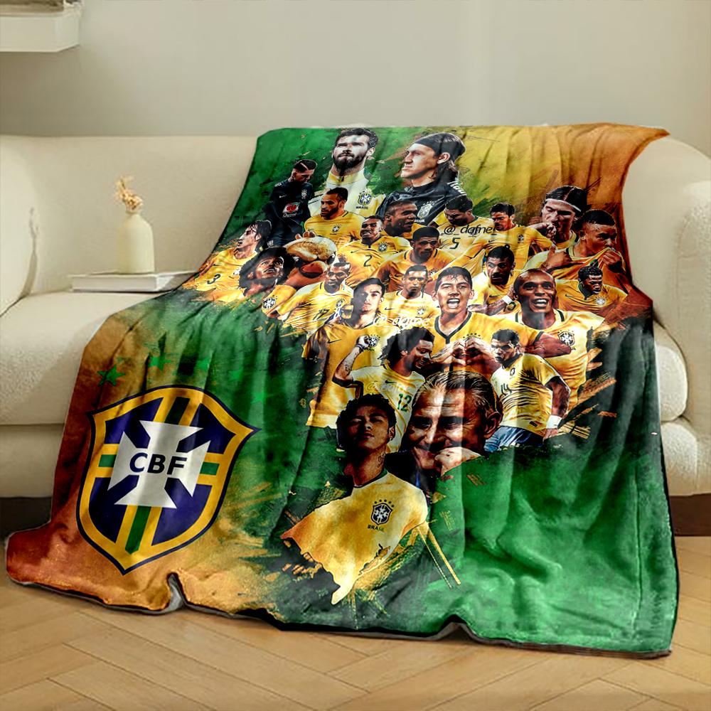 Brazil Soccer Team Designed Flannel blanket for bedroom, living room, sofa, and nap