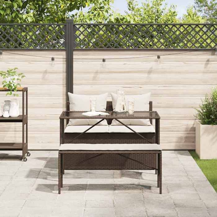 VidaXL 3-piece Garden Dining Set and Brown Poly Rattan Cushions, Outdoor Dining Set, Furniture of 4104182