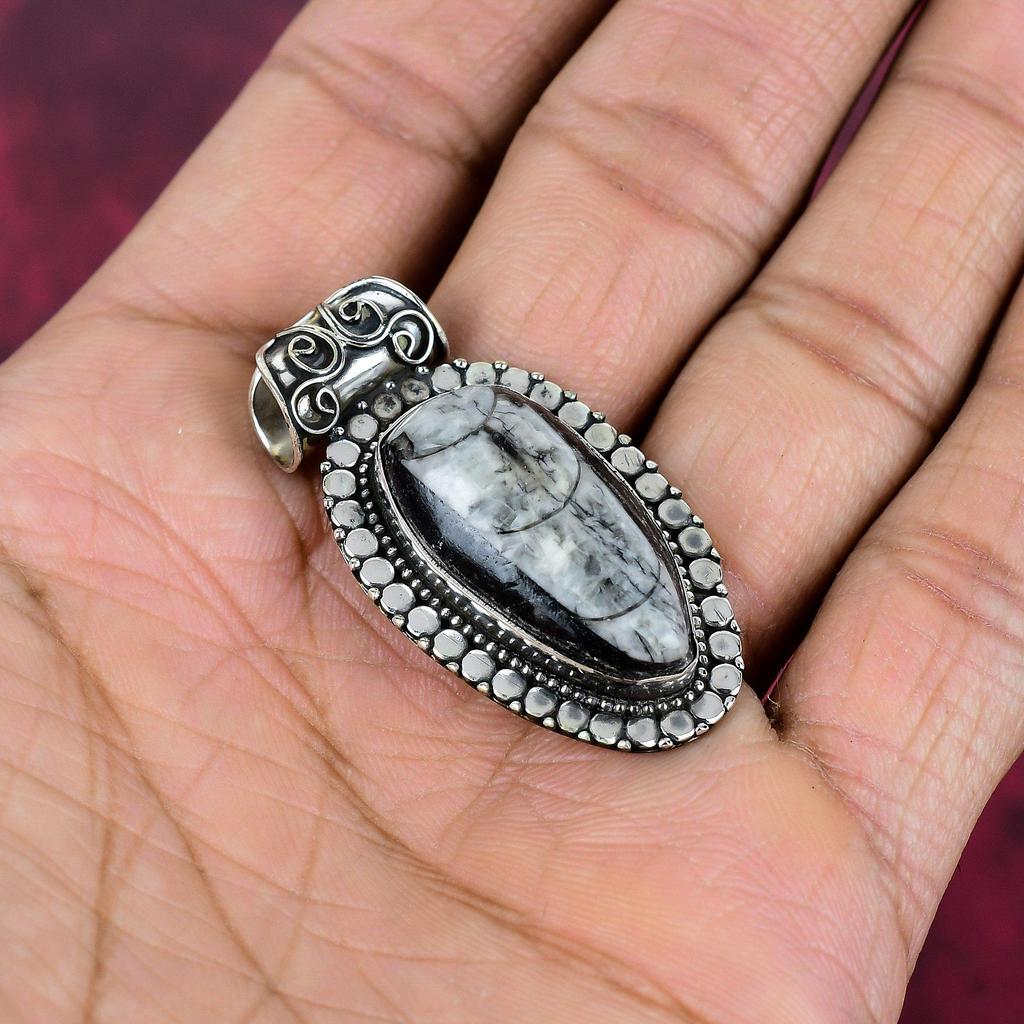 Orthoceras Fossil Jewelry, 925 Solid Sterling Silver Pendant Handmade Gemstone Jewelry, Gifts For Wedding Pendant