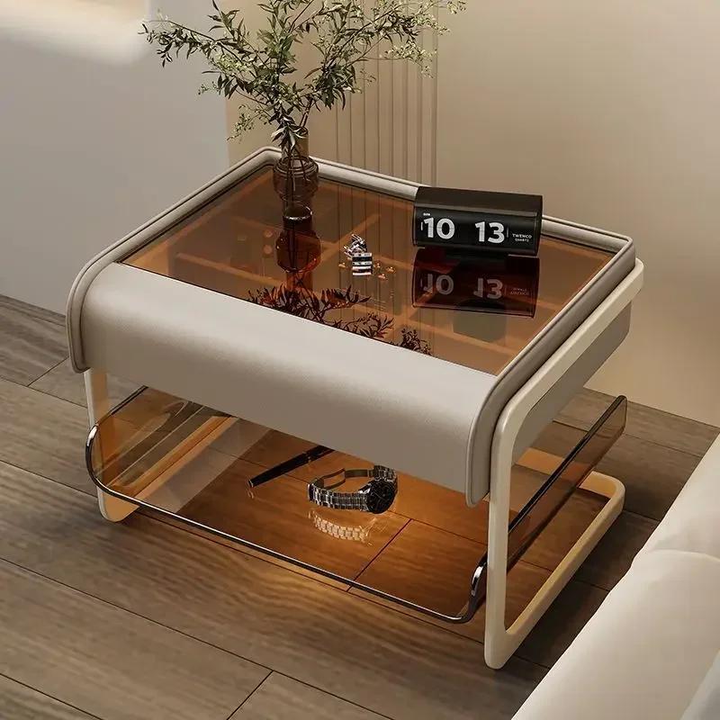 Smart Bedside Table Modern Simple Bedroom Luxury Nightstands Multifunctional Acrylic Wireless Charging Home Furniture