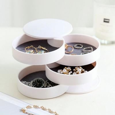 Döner Mücevher Kutusu 4 Katlı Saklama Kutusu Küpe Bilezik Yüzük Kız Hediyeleri Kolye Düzenleyici