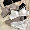 French Front Buckle Thin Cup Bralette Sexy Hollow Women Underwear Set High Quality Lace Push Up Bras Breathable Comfort Lingerie