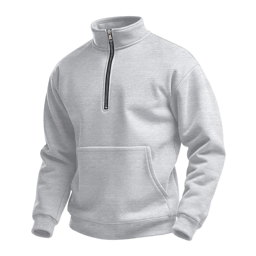 Qianshan Men's Casual Half-Zip Waffle Sweatshirt with Stand Collar
