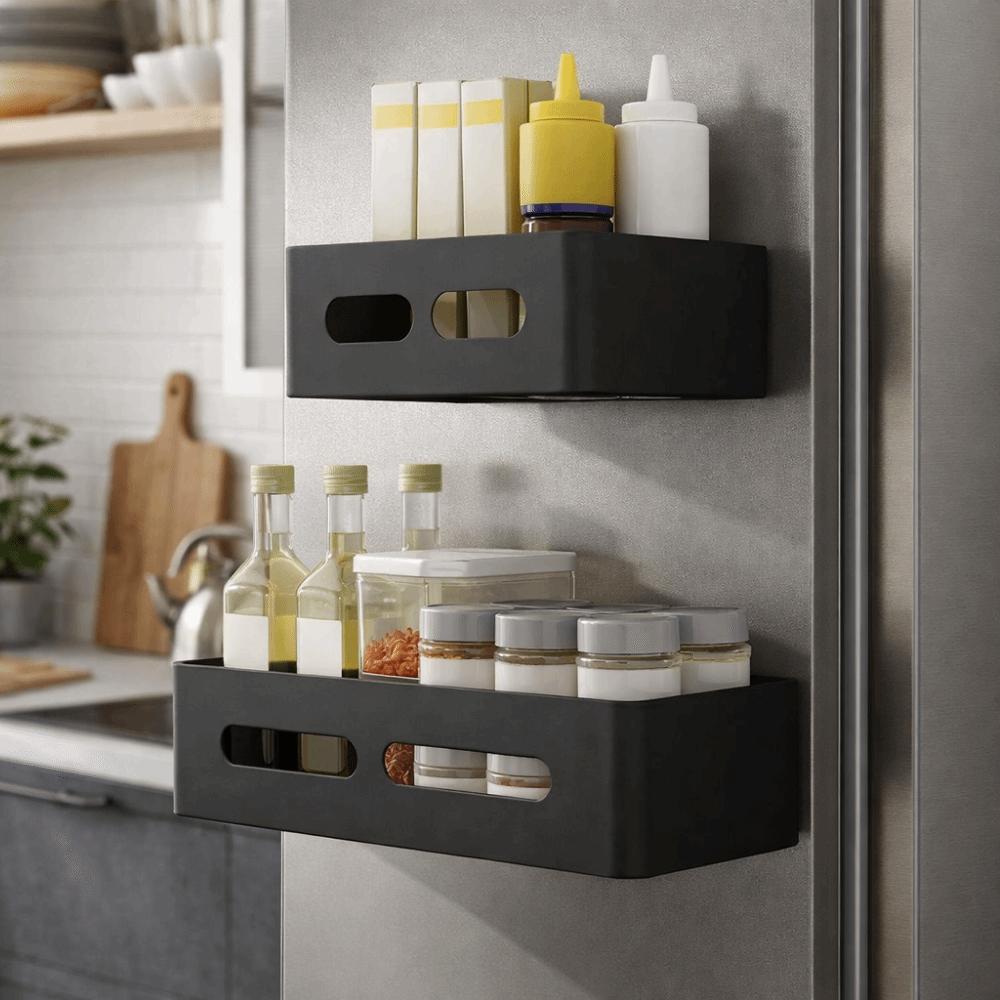 Punch Free Refrigerator Side Storage Rack Wall Mounted Refrigerator Rack Home