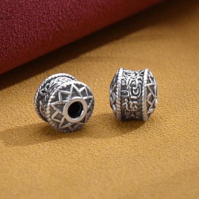 999 Lotus Cross Spacer Beads: 3D Silver Retro DIY Jewelry Weaving Beads for Handmade Bracelets
