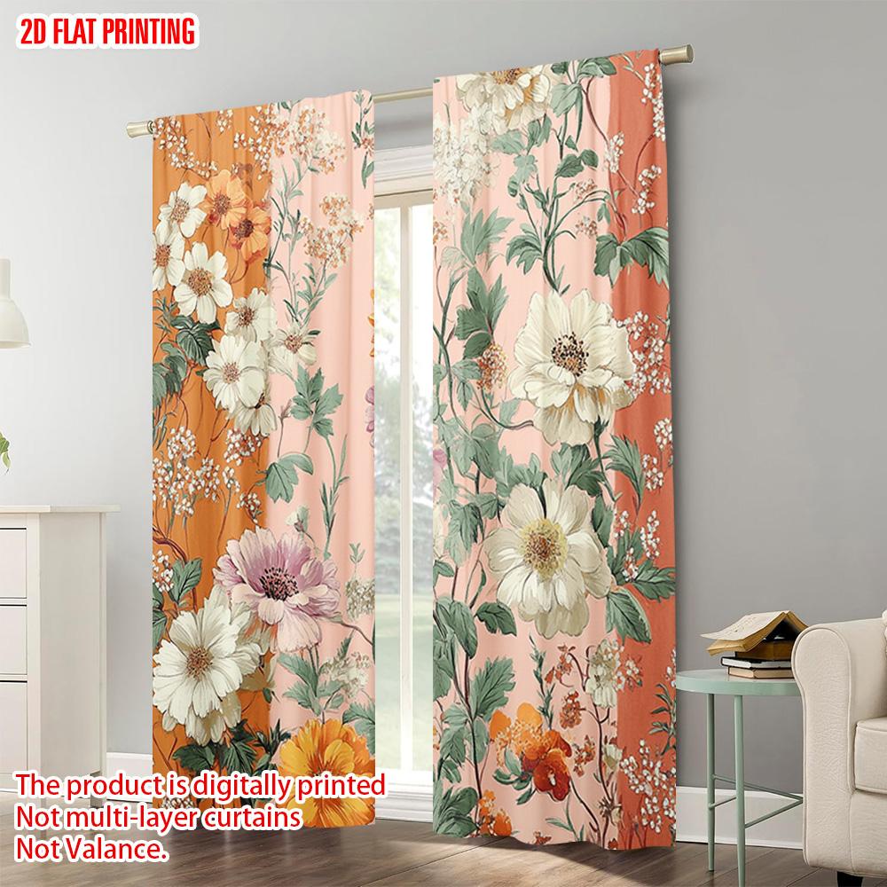 2pcs   plane printing Creative Curtains Bohemian Flowers Colorful Durable Polyester (without rod) Gifts Perfect for Living Room