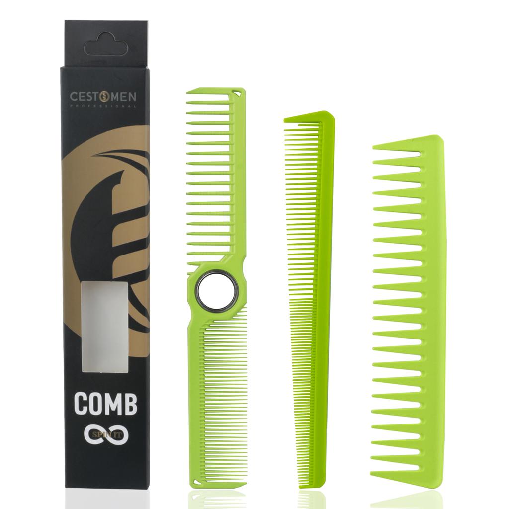 3Pcs Professional Barber Comb Set with Rotating Ball Bearing - Wide & Fine Tooth Cutting Comb Taper Comb Kit for Salon & Home