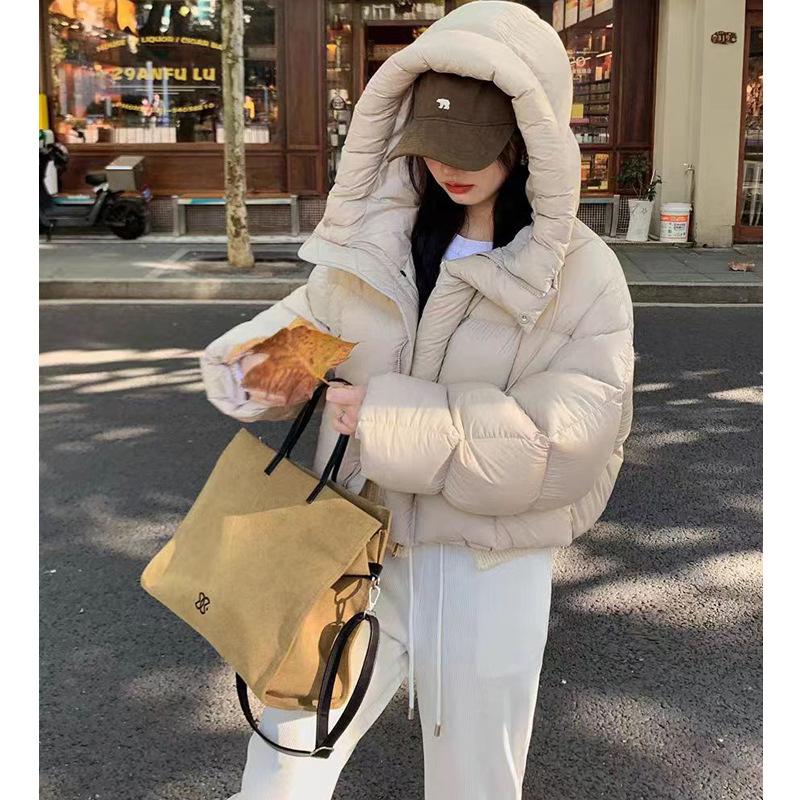 

Трендовое американское женское пальто из хлопка с капюшоном, зимняя мода, маленький размер, дизайнерское, одежда-хлеб S