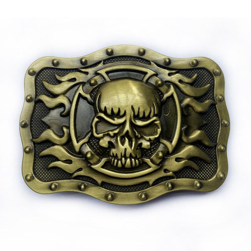 Black Skull Letter Smooth Belt Buckle - Fashionable European & American Style