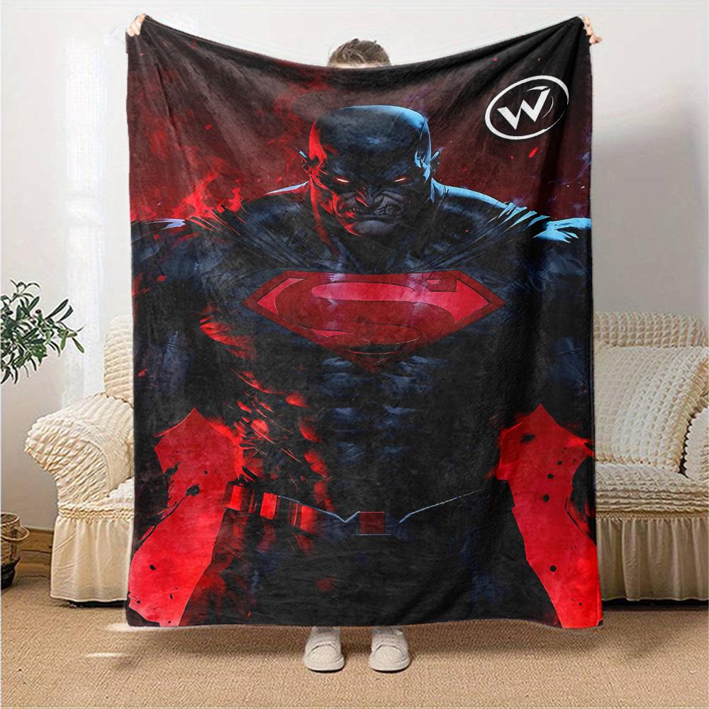 1pc Superman black Flannel Blanket Soft Warm Throw for Home, Office, Travel, All-Season Cozy Bedding Gift L1389